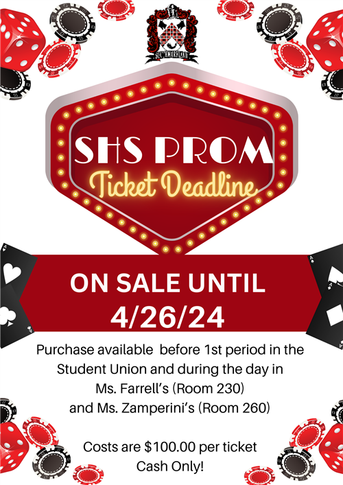 Prom Sale Tickets on Sale until 4/26/24